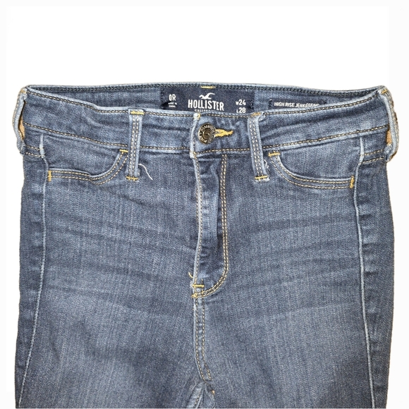 Hollister High Rise Jeggings Skinny Jeans Dark Wash - Size 0-Regular 24" W/28" L - Picture 2 of 5